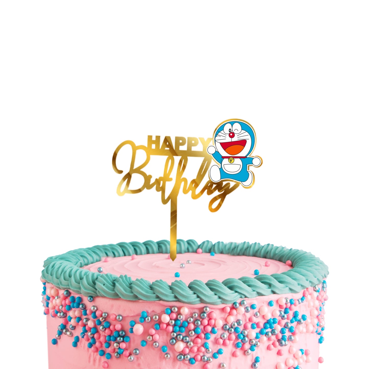 Cake Toppers Happy Birthday Doraemon Acrylic Cake Toppers Golden Toppers