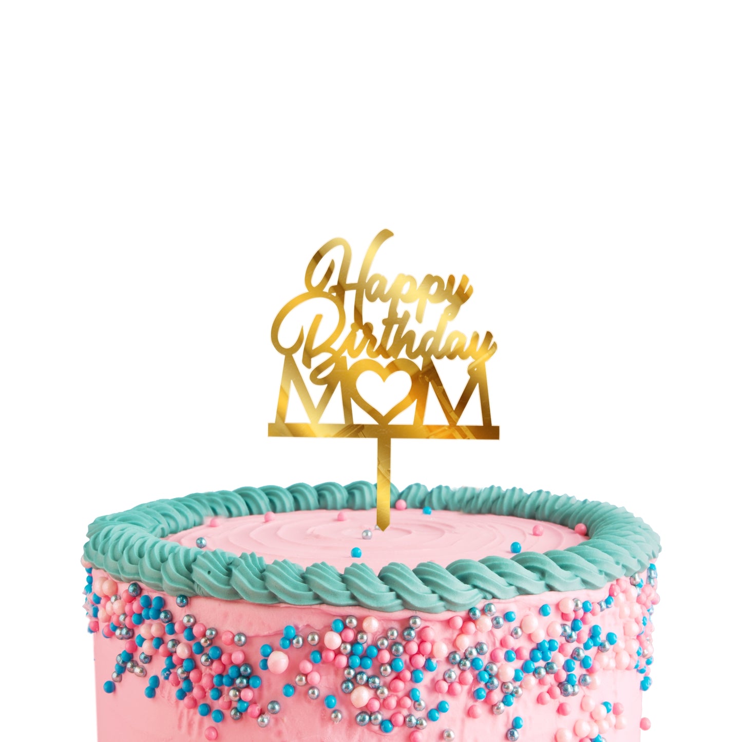 Happy Birthday Mom Acrylic Cake Toppers Golden Toppers