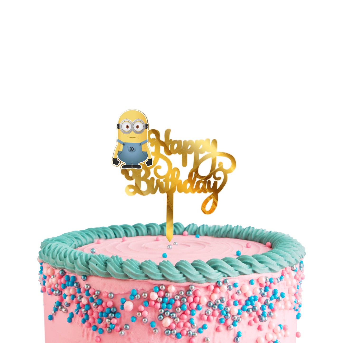 Cake Toppers Happy Birthday Minion Acrylic Cake Toppers Golden Toppers