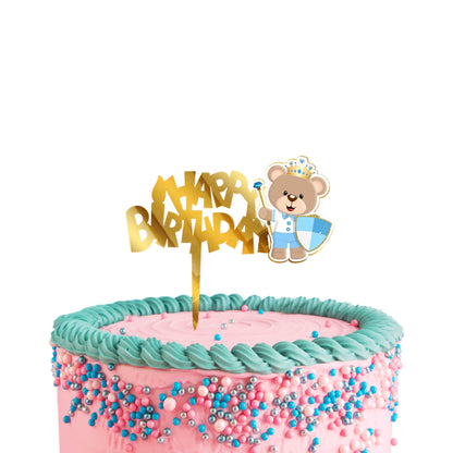 Cake Toppers Happy Birthday Teddy Acrylic Cake Toppers Golden Toppers
