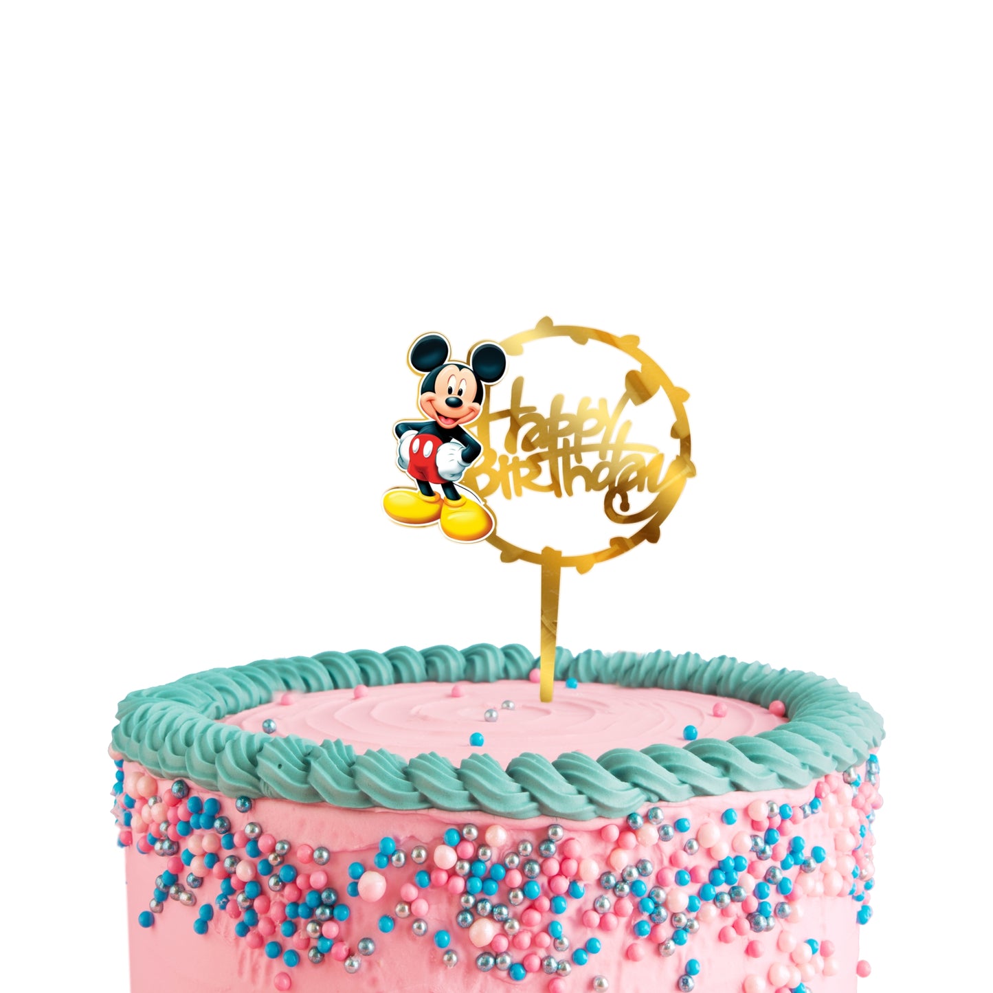 Cake Toppers Happy Birthday Acrylic Cake  Mickey Toppers Golden Toppers