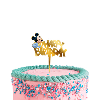Cake Toppers Happy Birthday Mickey baby Acrylic Cake Toppers Golden Toppers