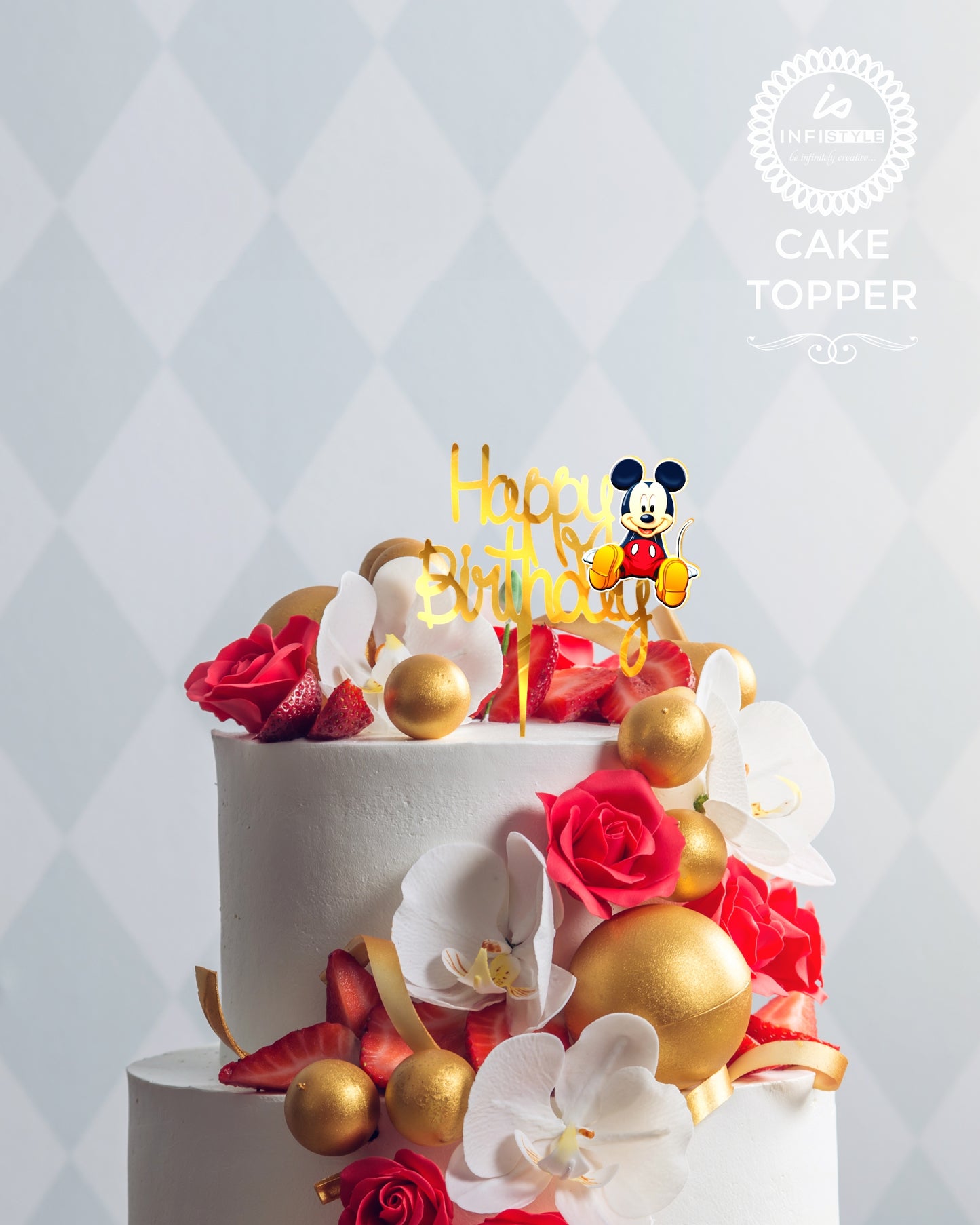 Cake Toppers Happy Birthday Mickey Mouse Acrylic Cake Toppers Golden Toppers