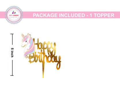 Cake Toppers Happy Birthday Acrylic Cake Toppers  Unicorn Golden Toppers