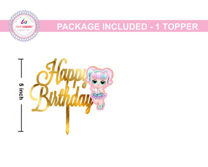 Cake Toppers Happy Birthday Unicorn LoL Doll Acrylic Cake Toppers Golden Toppers