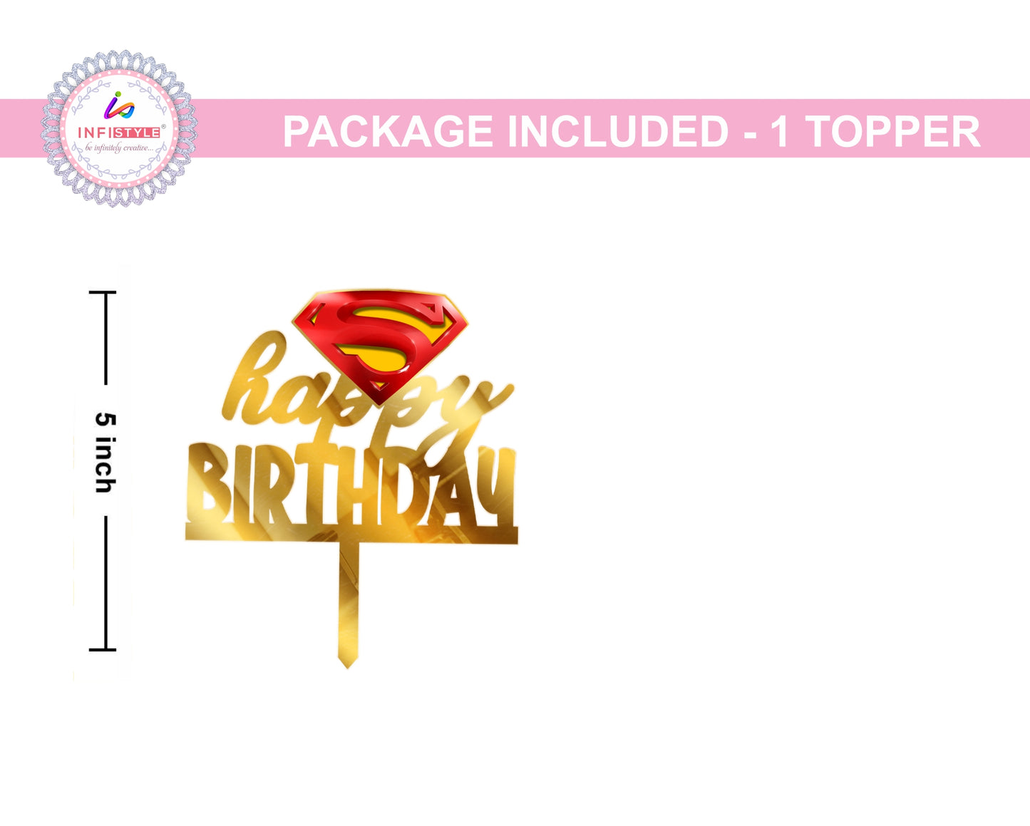 Cake Toppers Happy Birthday Superman Acrylic Cake Toppers Golden Toppers