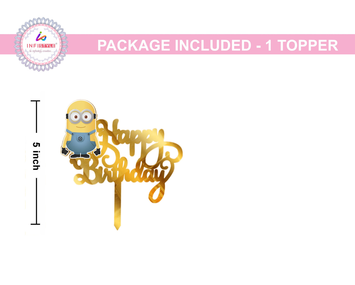Cake Toppers Happy Birthday Minion Acrylic Cake Toppers Golden Toppers