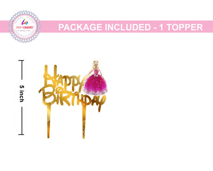 Cake Toppers Happy Birthday Barbie Acrylic Cake Toppers Golden Toppers