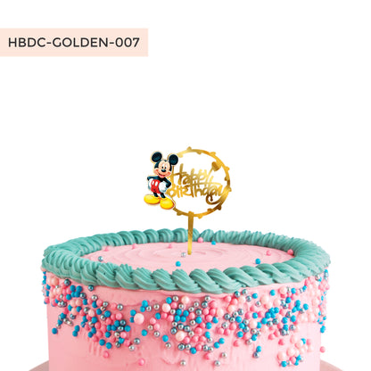 Cake Toppers Happy Birthday Acrylic Cake  Mickey Toppers Golden Toppers