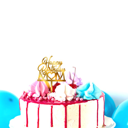 Happy Birthday Mom Acrylic Cake Toppers Golden Toppers