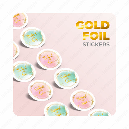 Baked With Love Stickers Gold Foil Stickers