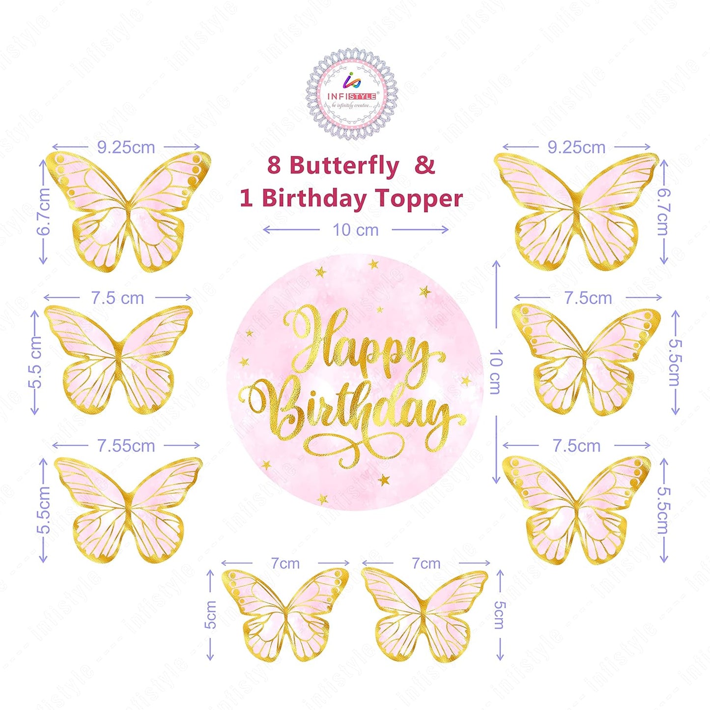 Butterfly Cake Toppers 8 Butterfly 1 Happy Birthday Party Decoration Cake Topper (PCT-04)