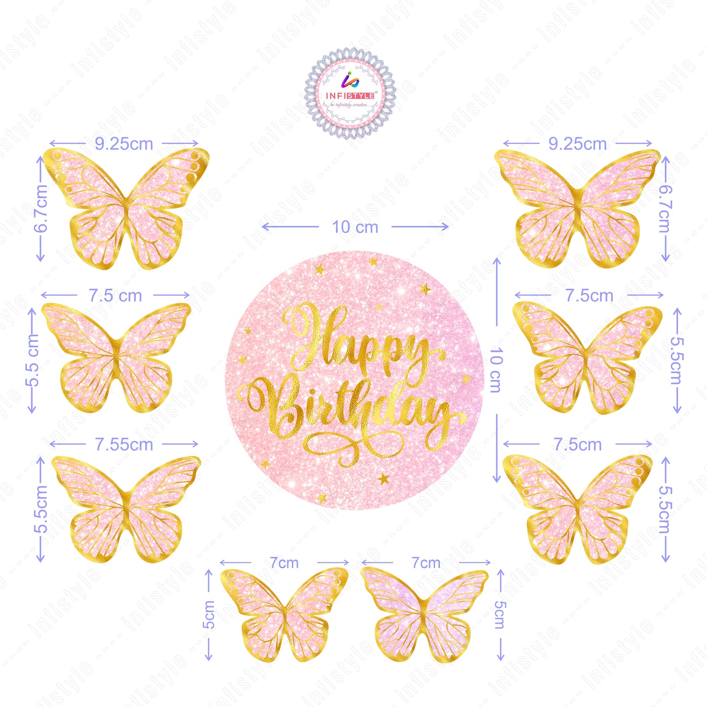 Butterfly Cake Toppers 8 Butterfly 1 Happy Birthday Party Decoration Cake Topper (PCT-05)