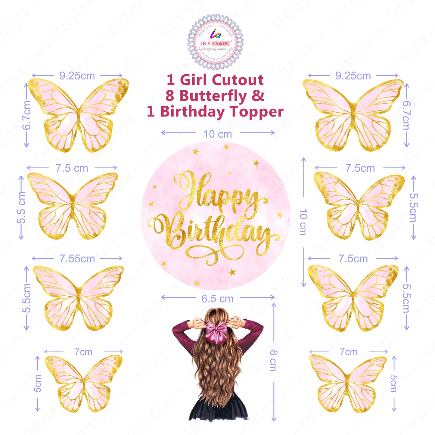 Butterfly Cake Toppers 8 Butterfly 1 Happy Birthday 1 Die Cut Cake Topper (PCT-02)