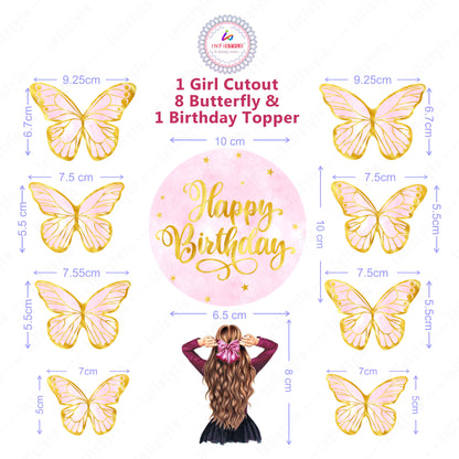 Butterfly Cake Toppers 8 Butterfly 1 Happy Birthday 1 Die Cut Cake Topper (PCT-02)