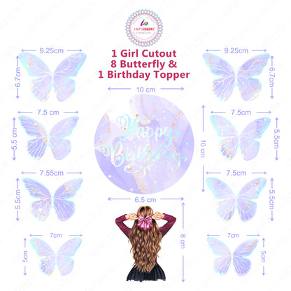 Butterfly Cake Toppers 8 Butterfly 1 Happy Birthday Party Decoration Cake Topper (PCT-03)