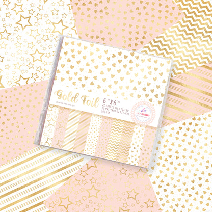 Pink Gold Foil Paper Pattern 22 Sheets 2 Die Cut  Elements 300 Gsm