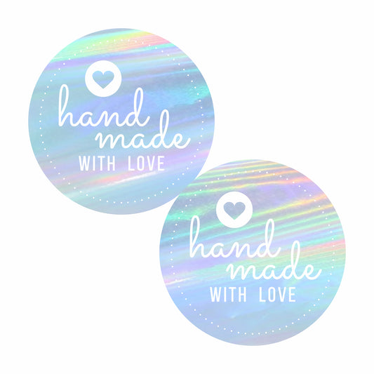 Handmade With Love Stickers Rainbow Holographic Stickers