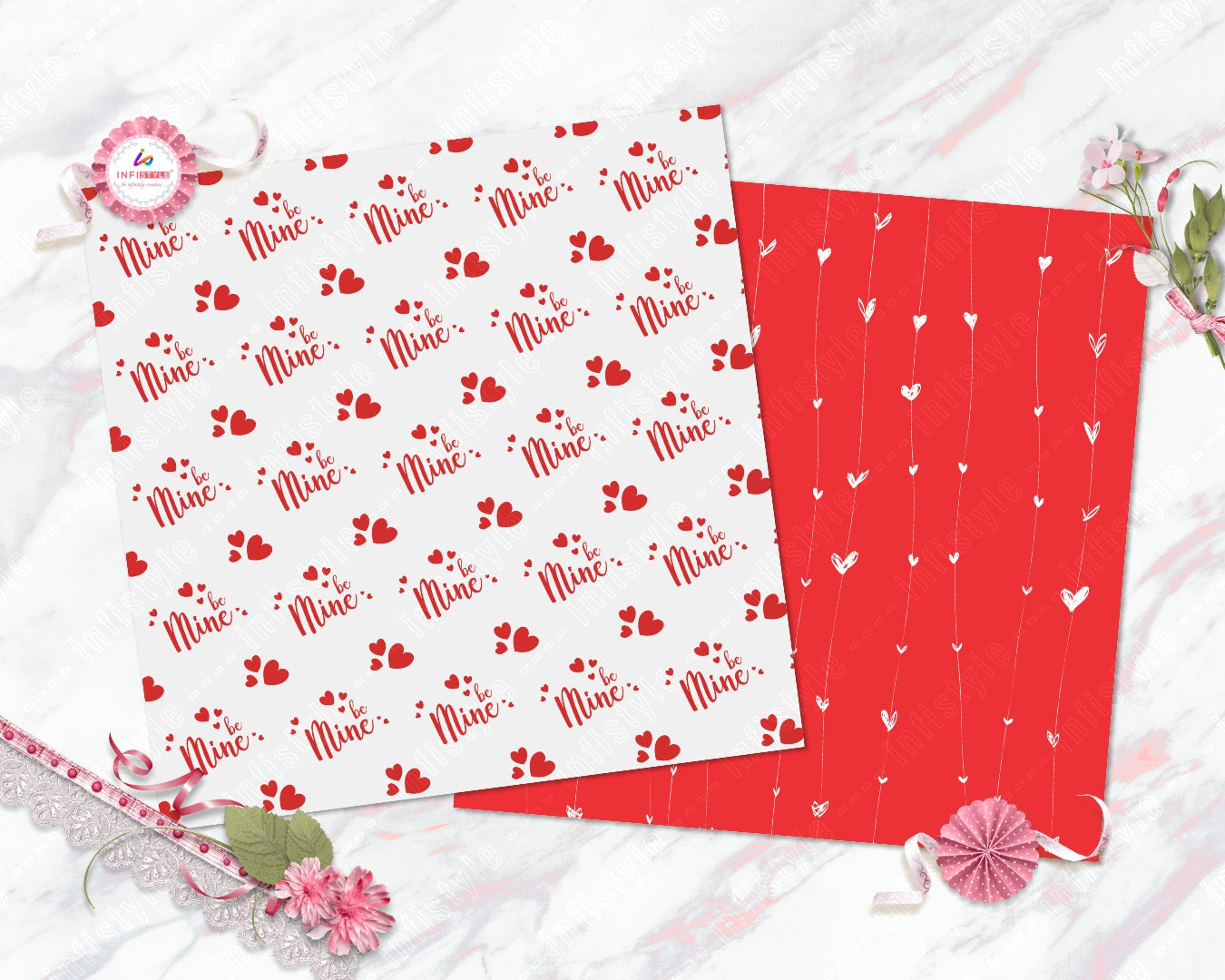 Valentine Paper Pattern Pack of 24 Sheets 250 gsm