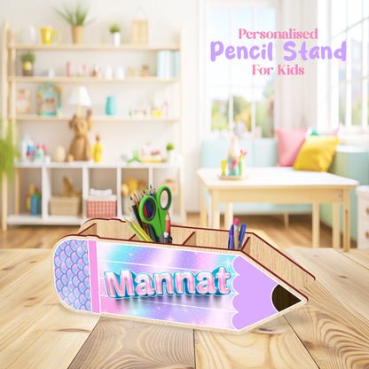 Personalised Pencil Stand, Personalized Kids Caddy Organizer  Pen Pencil Stand, Sturdy Wood