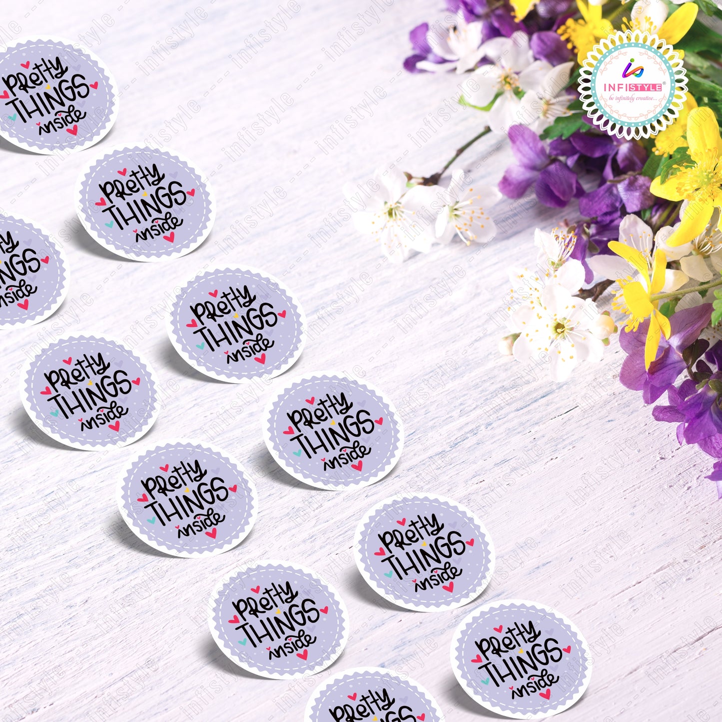 Pretty Things Inside Stickers Round Label
