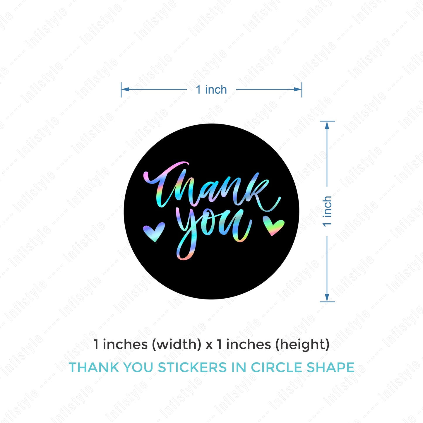 Thank You Sticker 500 Pieces Foil Stickers 1x1 inches Black and Holographic Stickers