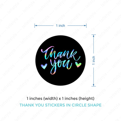 Thank You Sticker 500 Pieces Foil Stickers 1x1 inches Black and Holographic Stickers