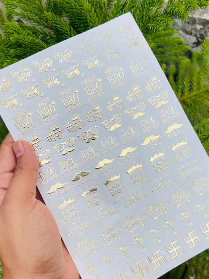 Rakhi Resin Stickers Embossed Golden Resin Transparent Stickers
