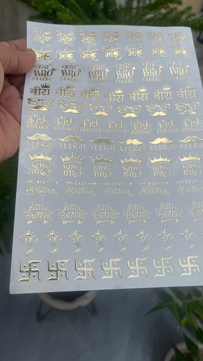 Rakhi Resin Stickers Embossed Golden Resin Transparent Stickers