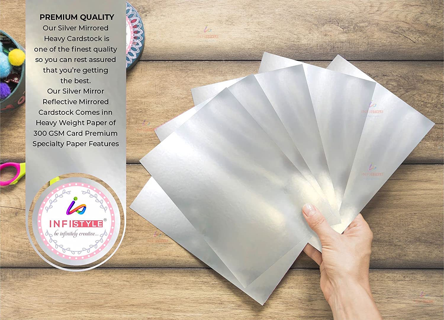 Silver Reflective Mirror Cardstock Sheets, Mirror Coated Sheets