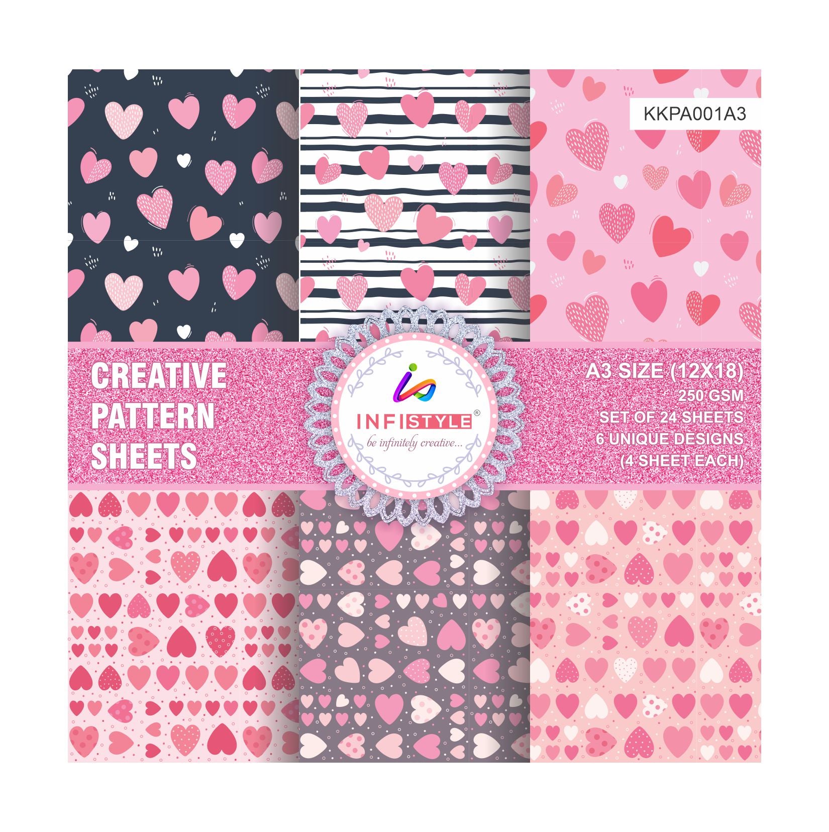 Creative Paper Pattern for Scrapbooking Pack of 24 Sheets