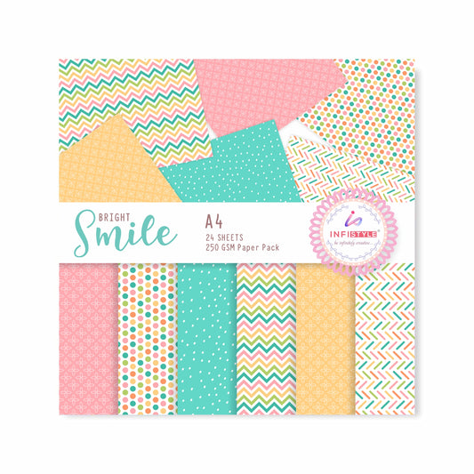 Bright Smile Paper Pattern Sheets Pack of 24 Sheets 250 GSM