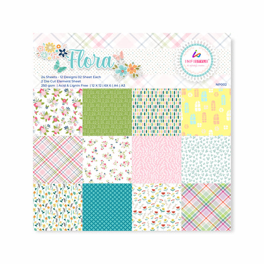 Flora Paper Pattern Pack of 24 Sheets 2 Die Cut Element Sheet 250gsm