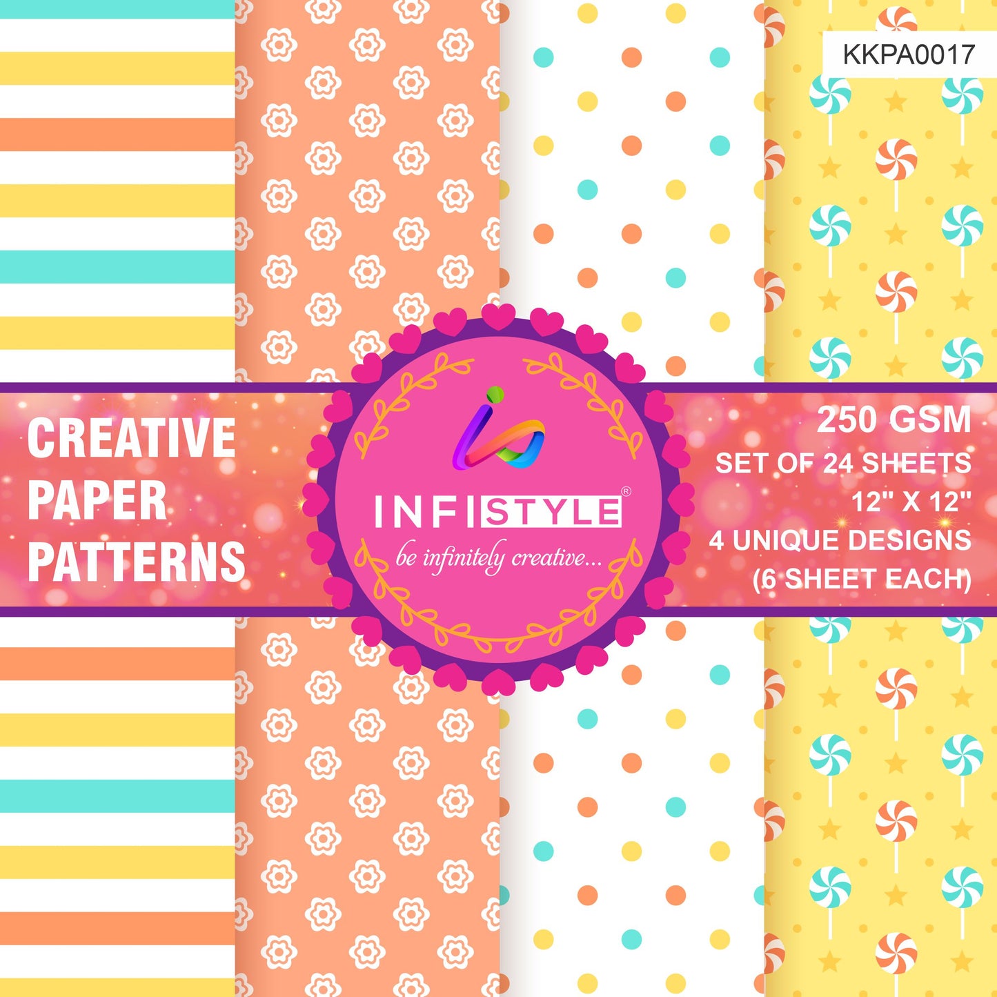 Designed Craft Paper Pattern for Scrapbooking Pack of 24 Sheets