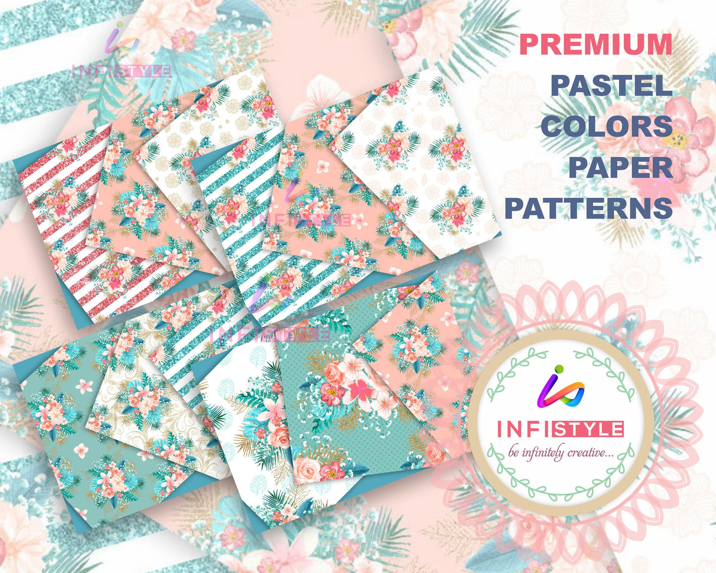 Premium Pastel Color Paper Pattern Pack of 24 Sheet 250 Gsm