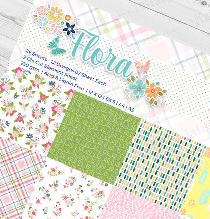Flora Paper Pattern Pack of 24 Sheets 2 Die Cut Element Sheet 250gsm