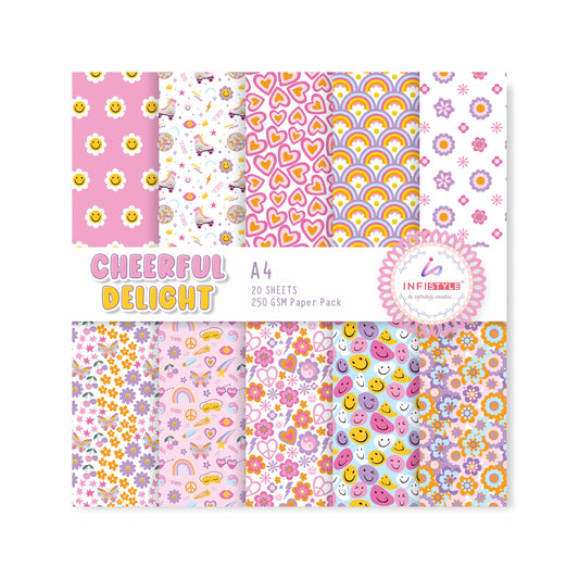 Cheerful Delight Paper Pattern Sheets Pack of 20 Sheets 250 GSM